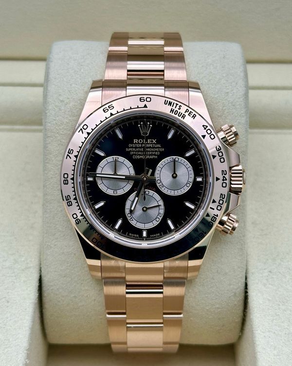 2024 Rolex Cosmograph Daytona 40MM Black Dial Rose Gold Oyster Bracelet (126505)