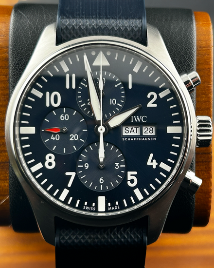 2019 IWC Schaffhausen Pilot Chronograph "Le Petit Prince" 43MM Blue Dial Leather Strap (IW377714)