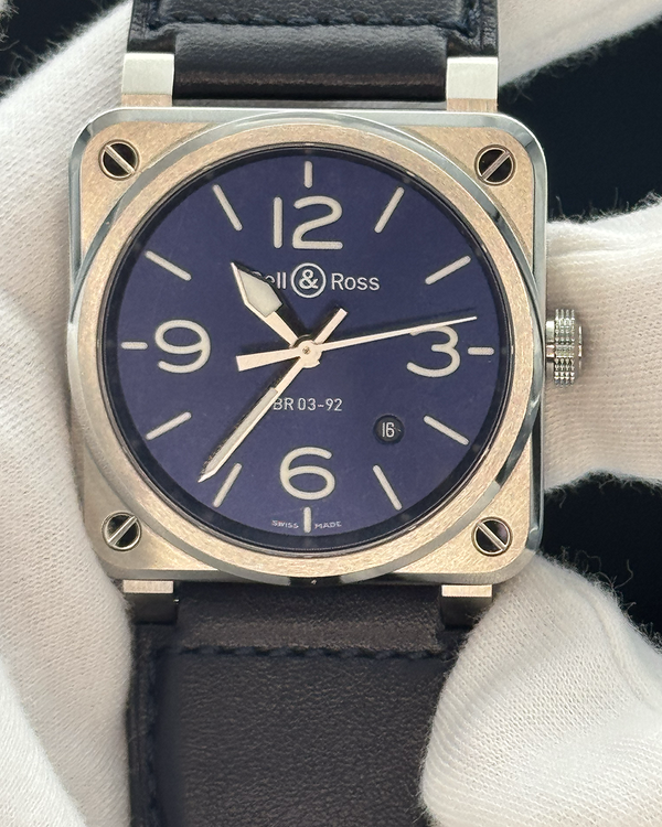 No Reserve - 2024 Bell & Ross BR 03-92 42MM Blue Dial Leather Strap (BR03-92 BLUE)