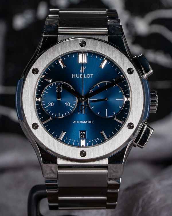 2018 Hublot Classic Fusion Chronograph 45MM Blue Dial Titanium Bracelet (520.NX.7170.NX)