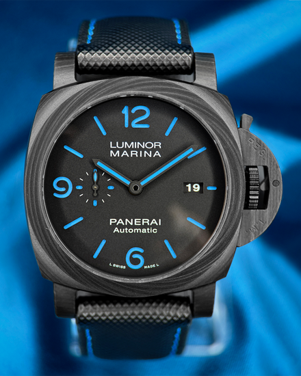 2021 Panerai Luminor Marina Carbotech 44MM Black Dial Leather Strap (PAM01661)