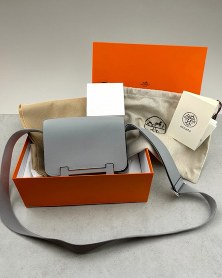 No Reserve - 2025 Hermès Geta 5.9 x 7.8IN Leather Steel Hardware Textile Strap (H085408CKAD)