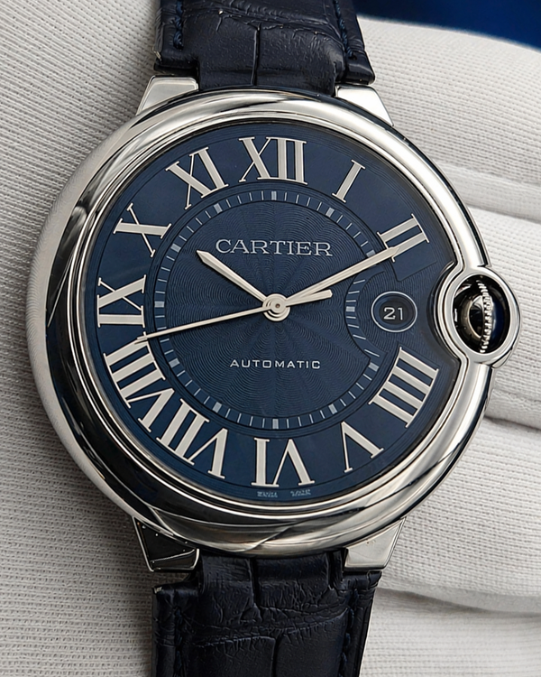 2021 Cartier Ballon Bleu 42MM Blue Dial Leather Strap (WSBB0027)