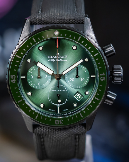 2021 Blancpain Fifty Fathoms Bathyscaphe 43.6MM Green Dial Textile Strap (5200 0153 B52A)