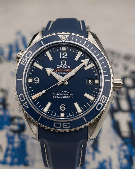 No Reserve - 2019 Omega Seamaster Planet Ocean 600M 42MM Blue Dial Rubber Strap (232.92.42.21.03.001)