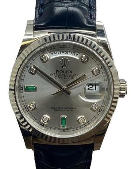 2019 Rolex Day-Date 36MM Silver Dial Leather Strap (118139)