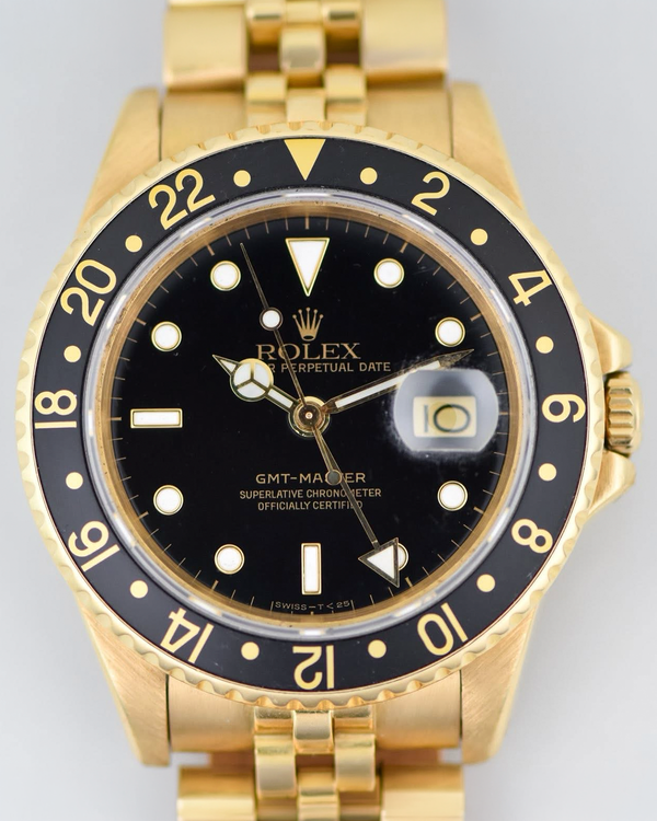 1980 Rolex GMT-Master 40MM Black Dial Yellow Gold Jubilee Bracelet (16758)