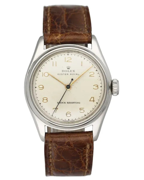 Rolex Oyster Royal Shock Resisting 32MM Silver Dial Aftermarket Leather Strap (4444)