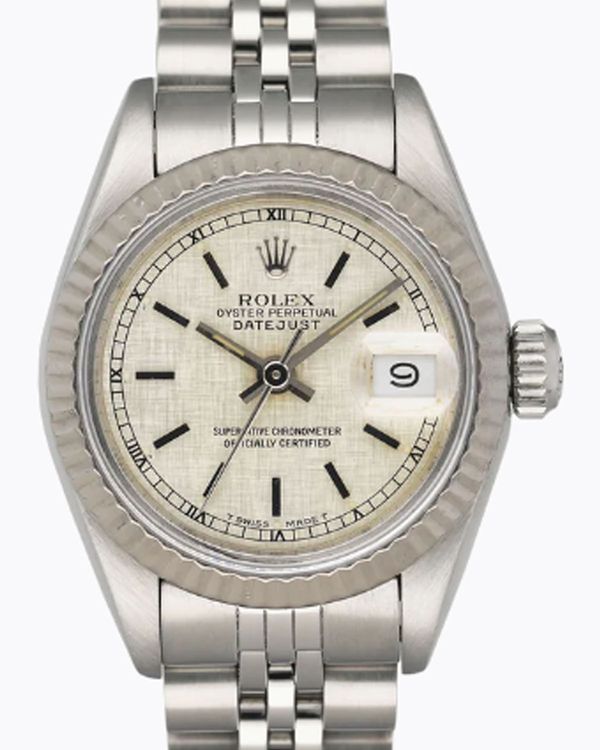 1987 Rolex Lady-Datejust 26MM Silver "Linen" Dial Jubilee Bracelet (69174)