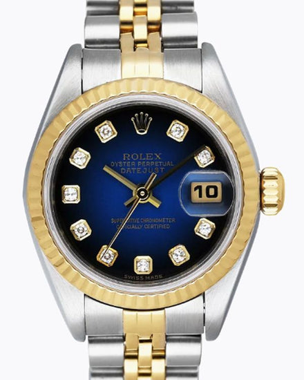 2002 Rolex Lady-Datejust 26MM Blue "Vignette" Dial Two-Tone Jubilee Bracelet (79173)