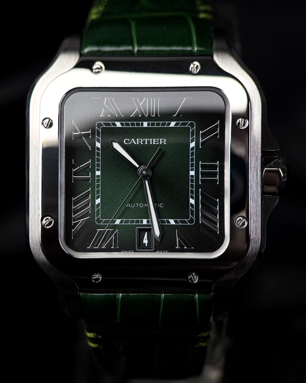 2024 Cartier Santos De Cartier 39.8MM Green Dial Leather Strap (WSSA0062)