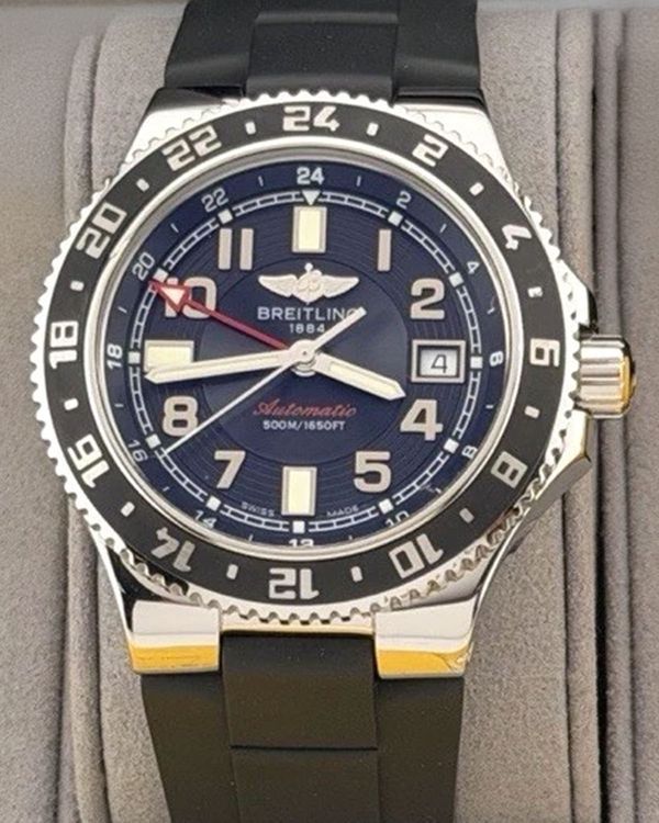 Breitling Superocean GMT 41MM Black Dial Rubber Strap (A32380)