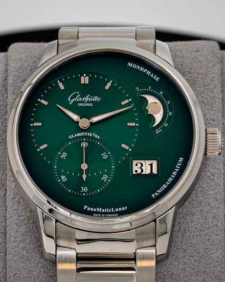 2021 Glashütte Original PanoMaticLunar 40MM Green Dial Steel Bracelet (1-90-02-13-32-70)