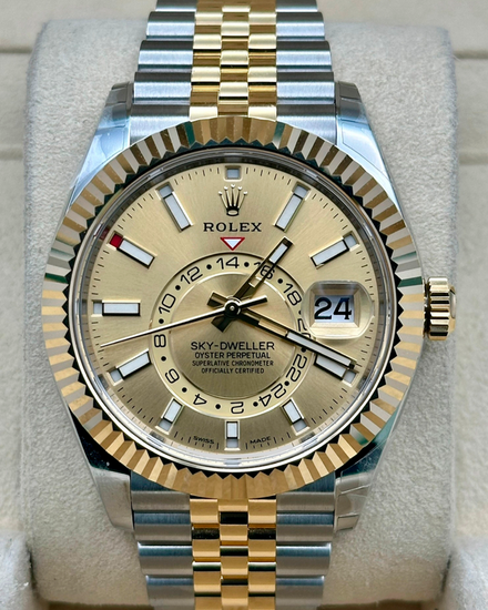 2021 Rolex Sky-Dweller 42MM Champagne Dial Two-Tone Oyster Bracelet (326933)