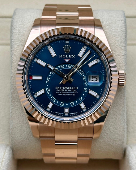 2026 Rolex Sky-Dweller 42MM Blue Dial Rose Gold Oyster Bracelet (336935)