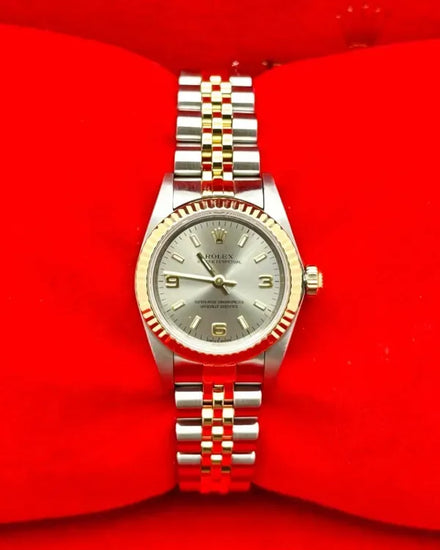 2000 Rolex Oyster Perpetual Lady Date 26MM Grey Dial Two-Tone Jubilee Bracelet (76193)
