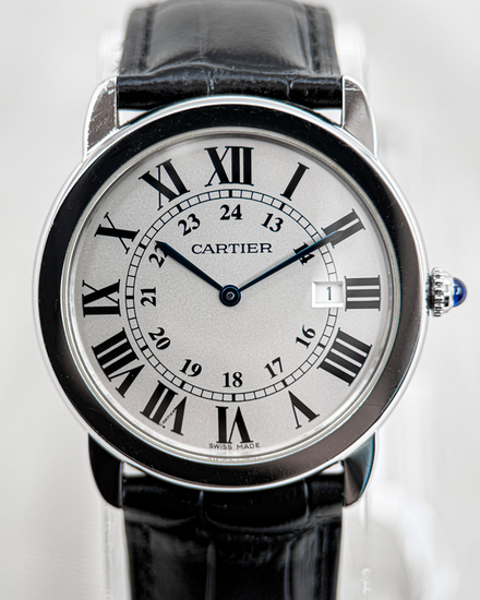No Reserve - Cartier Ronde De Cartier 36MM Quartz Silver Dial Leather Strap (W6700255)