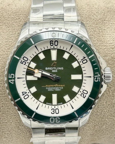 2022 Breitling Superocean 44MM Green Dial Steel Bracelet (A17376)
