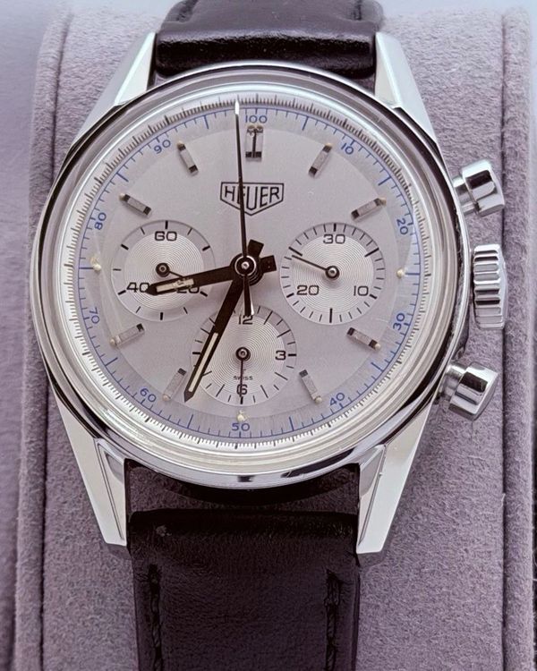 1998 Tag Heuer Carrera 1964 Re-Edition Chronograph 36MM Silver Dial Leather Strap (CS3110.BC0726)