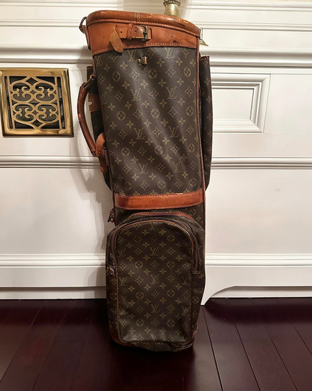 Louis Vuitton Accessories Monogram Canvas & Leather Golf Bag 33 x 11 x 12IN Brass Hardware Leather Strap (Golf Bag)