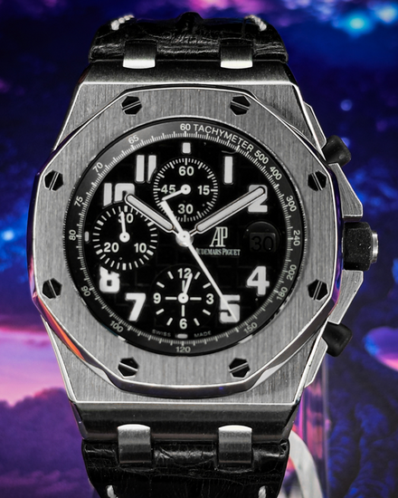 2008 Audemars Piguet Royal Oak Offshore Chronograph 42MM Black Dial Leather Strap (26020ST.OO.D001IN.01.A)