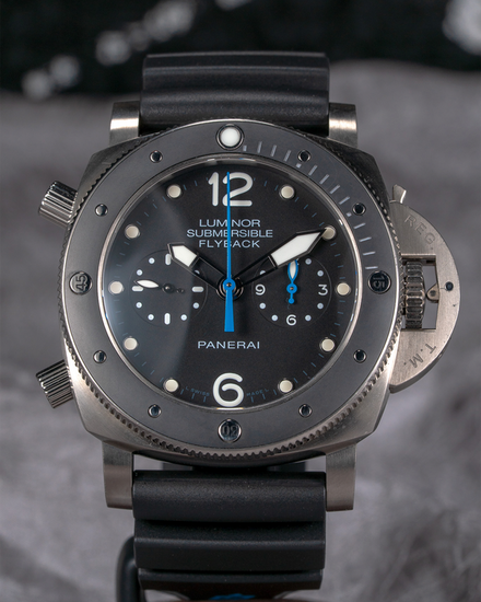 2015 Panerai Submersible Luminor 1950 3 Days Chrono Flyback 47MM Black Dial Rubber Strap (PAM00615)