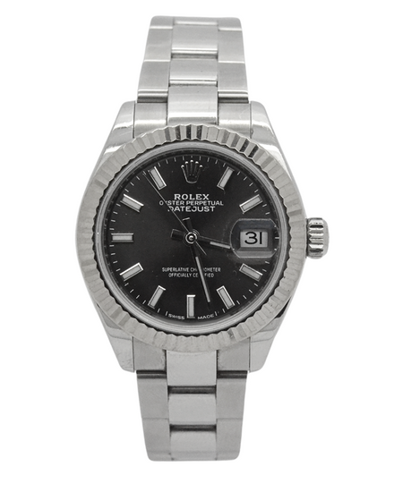 Rolex Lady-Datejust 28MM Black Dial Oyster Bracelet (279174)