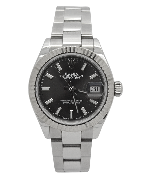 Rolex Lady-Datejust 28MM Black Dial Oyster Bracelet (279174)