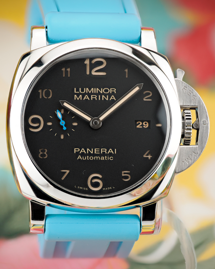 2020 Panerai Luminor Marina 1950 3 Days 44MM Black Dial Aftermarket Rubber Strap (PAM01359)