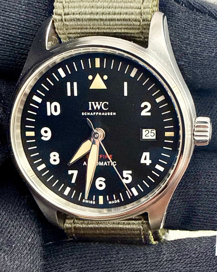 2022 IWC Schaffhausen Spitfire Mark XV 39MM Black Dial Leather Strap (IW326801)