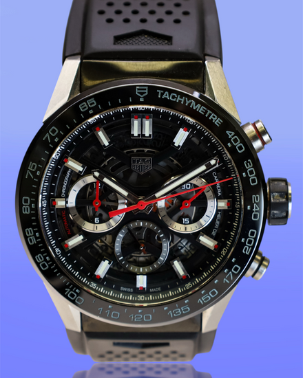 2019 Tag Heuer Carrera 45MM Skeleton Dial Rubber Strap (CBG2A10)