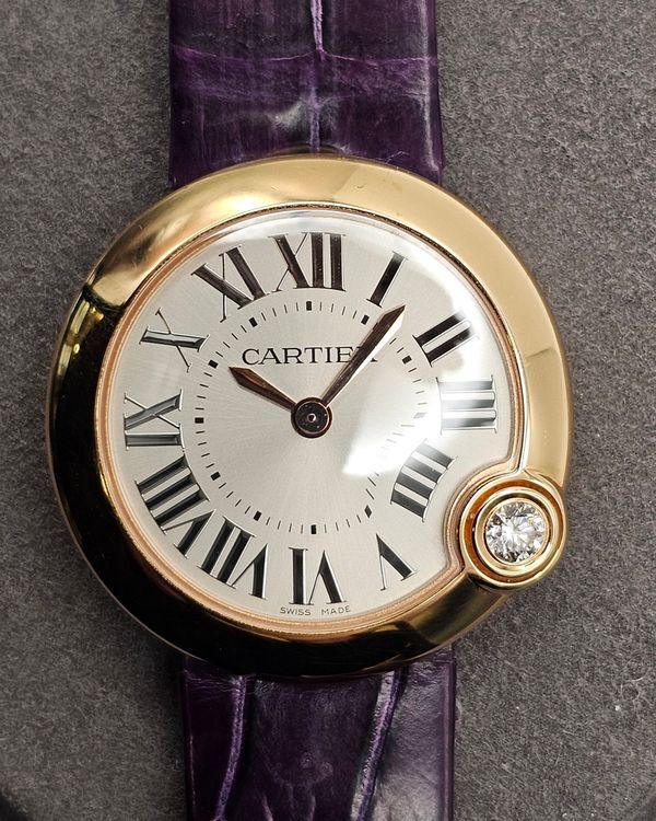Cartier Ballon Blanc 30MM Quartz Silver Dial Leather Strap (WGBL0005)