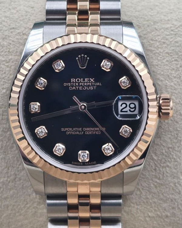 2016  Rolex Datejust 31MM Black Dial Two-Tone Super Jubilee Bracelet (178271)