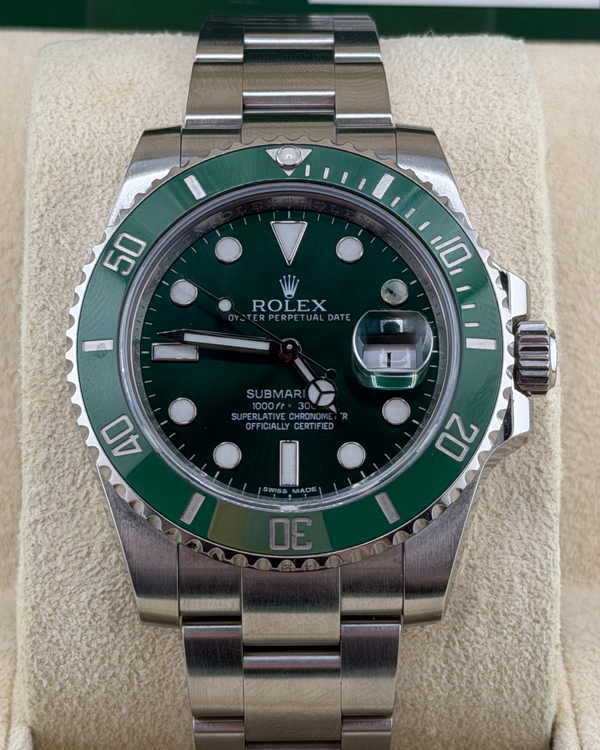 2012 Rolex Submariner Date “Hulk” 40MM Green Dial Oyster Bracelet (116610V)