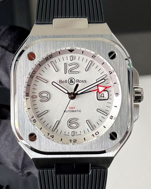2023 Bell & Ross BR 05 GMT 41MM White Dial Rubber Strap (BR05G-SI-ST/SRB)