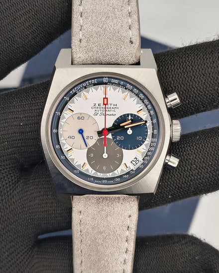 Zenith Chronomaster Revival 37MM Silver Dial Aftermarket Leather Strap (A3817)