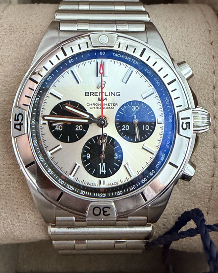2022 Breitling Chronomat B01 42MM Silver Dial Steel Bracelet (AB0134)