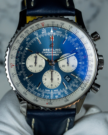 2023 Breitling Navitimer 1 B01 Chronograph 46MM Blue Dial Leather Strap (AB0127211C1X1)