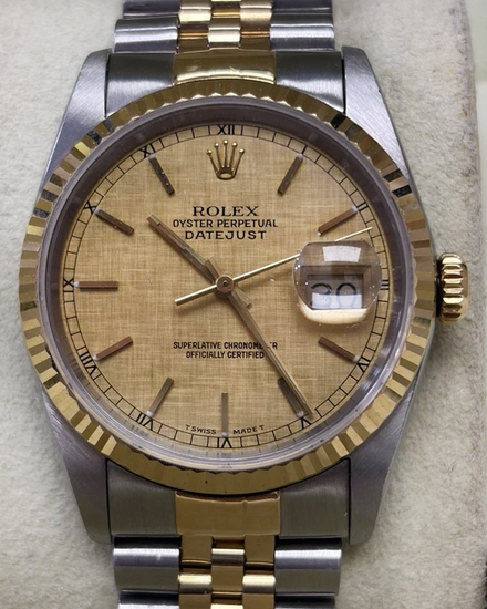Rolex Datejust 36MM Champagne "Linen" Dial Two-Tone Jubilee Bracelet (16233)