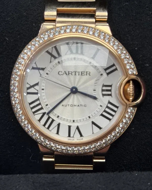2013 Cartier Ballon Bleu 36MM Silver Dial Rose Gold Bracelet (WE9005Z3)