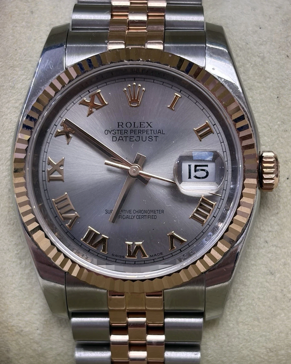2015 Rolex Datejust 36MM Grey Dial Two-Tone Super Jubilee Bracelet (116231)