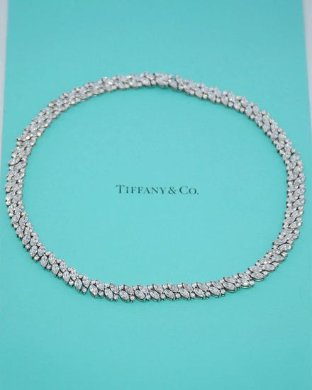 Tiffany Accessories Necklace Marquise Diamond Cluster 17IN Platinum Necklace (MARQUISE)