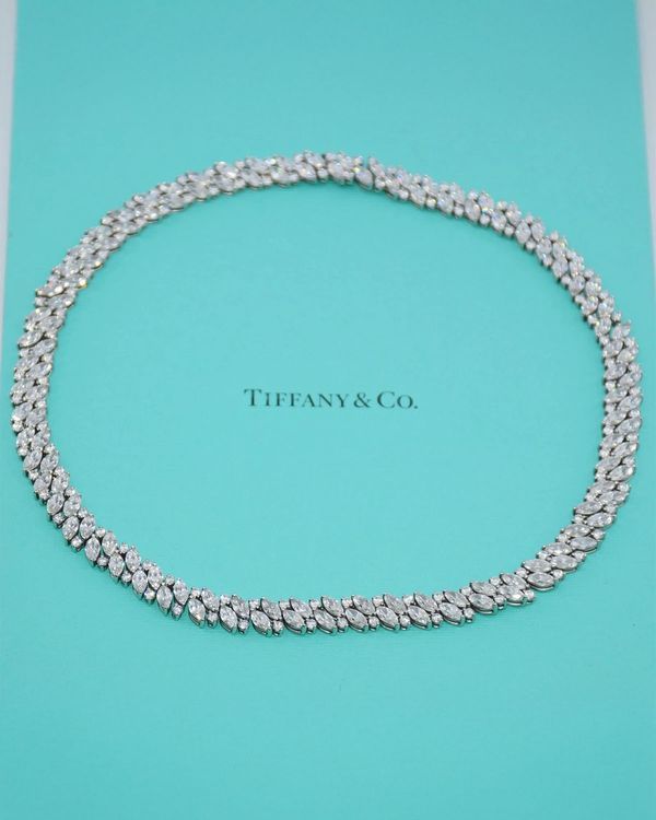 Tiffany Accessories Necklace Marquise Diamond Cluster 17IN Platinum Necklace (MARQUISE)