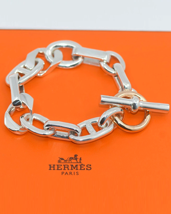 Hermès Accessories Alea GM Patine Sterling 8.5IN Silver Bracelet 16MM (ALEA GM)
