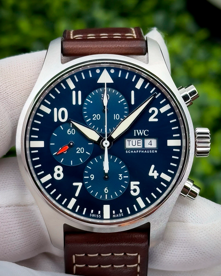 2020 IWC Schaffhausen Pilot Chronograph "Le Petit Prince" 43MM Blue Dial Leather Strap (IW377714)
