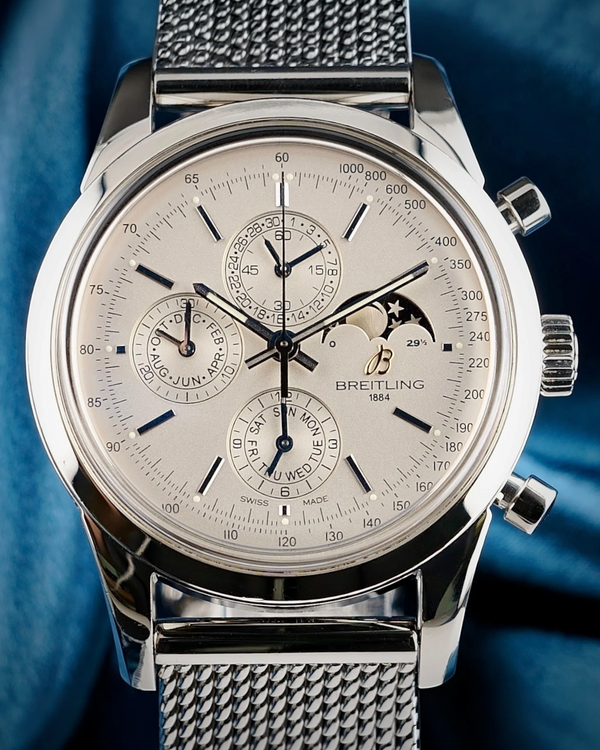 Breitling Transocean Chronograph 1461 43MM White Dial Steel Bracelet (A19310)