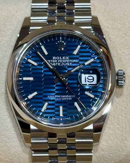2022 Rolex Datejust 36MM Blue "Fluted Motif" Dial Jubilee Bracelet (126200)