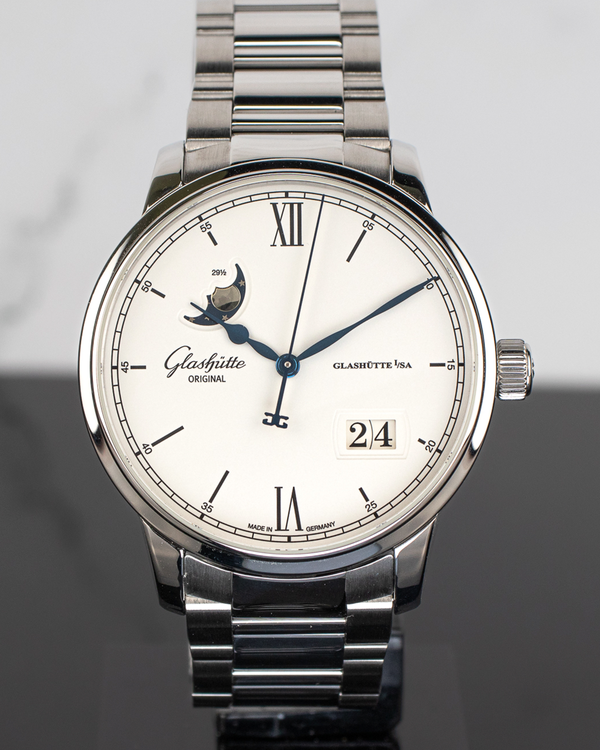 2019 Glashütte Original Senator Excellence Panorama Date Moon Phase 40MM Silver Dial Steel Bracelet (1-36-04-01-02-70)