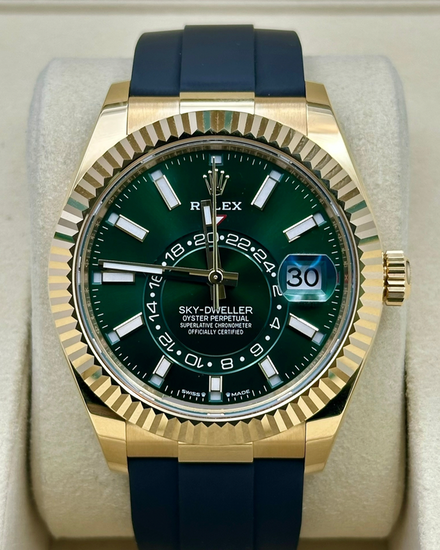 2026 Rolex Sky-Dweller 42MM Green Dial Rubber Strap (336238)