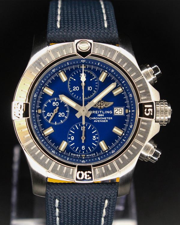 2024 Breitling Avenger Chronograph 43MM Blue Dial Leather Strap (A13385)